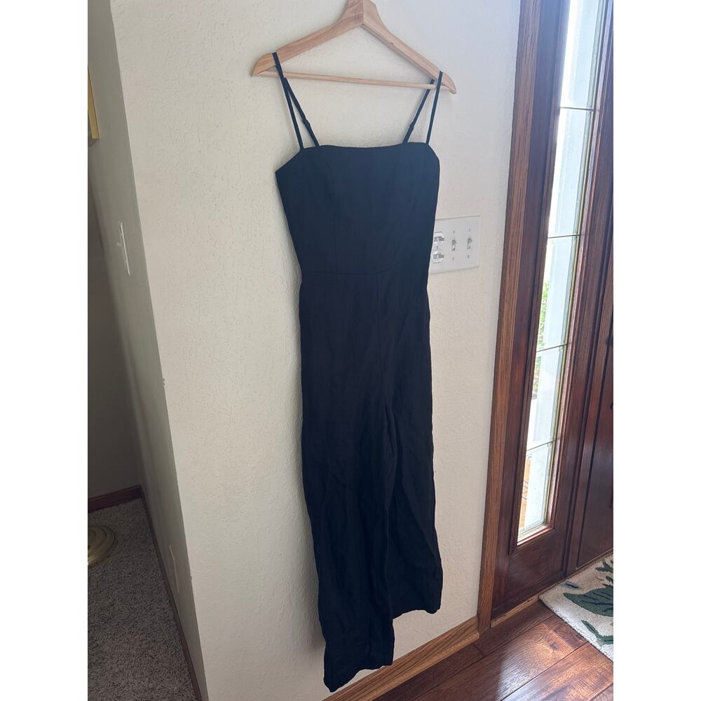 REFORMATION Overland Linen Jumpsuit in Black Size 4 - Picture 3 of 7